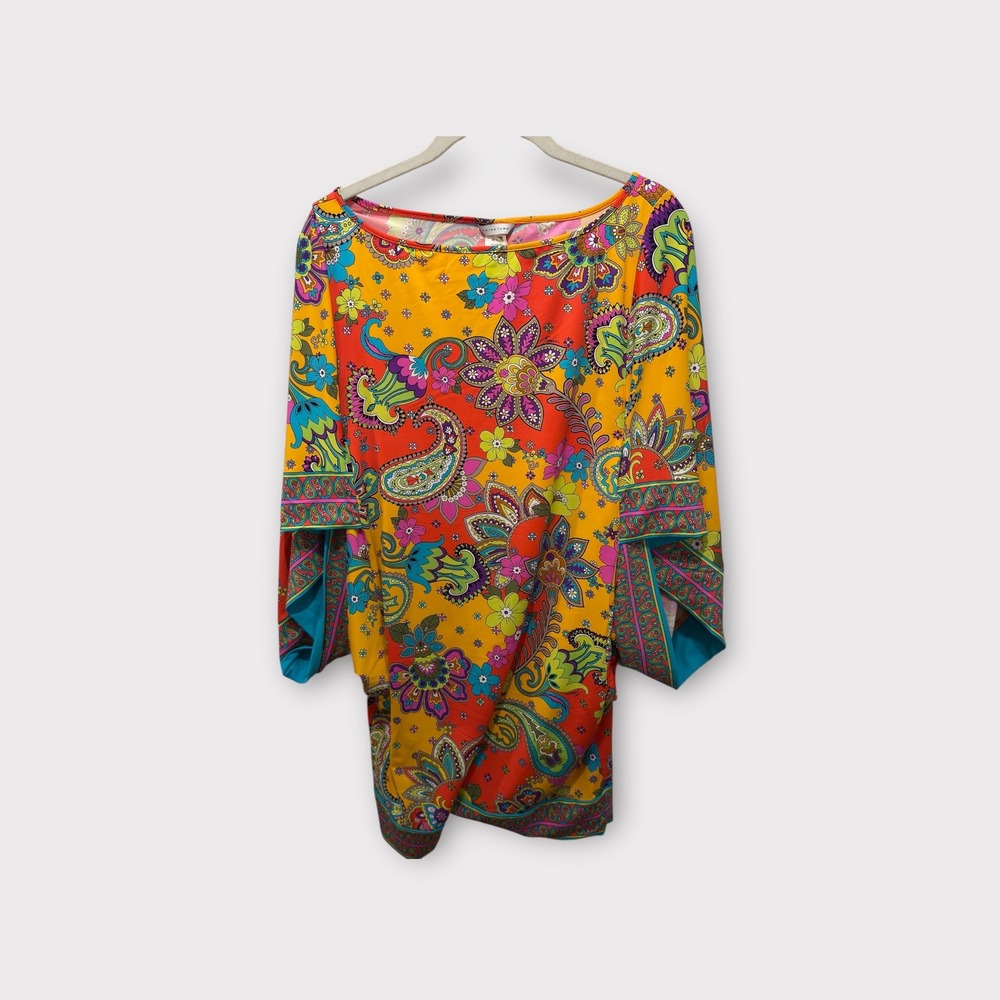 Trina Turk Multicolor Paisley Print Bell Sleeve‎ Dress Womens Size M